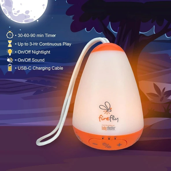 Baby Shusher FireFly - Bebekler için Taşınabilir Ses Makinesi, Gece Lambası - Resim 2