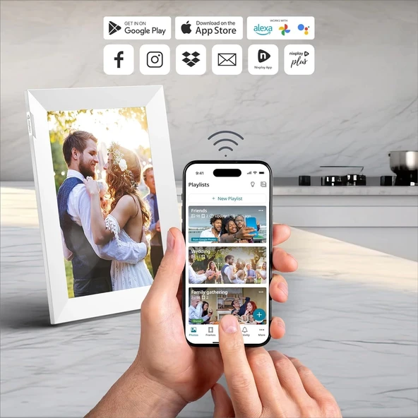 Nixplay 10.1 Inc Dijital Dokunmatik Ekran Resim Çerçevesi - Beyaz - Resim 4