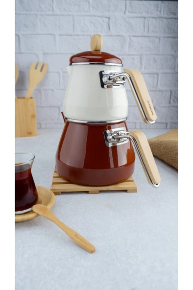 Bambum Lumino Bambu Kulplu Çaydanlık Takımı Kahve - Resim 2