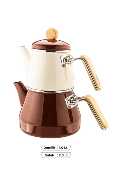 Bambum Lumino Bambu Kulplu Çaydanlık Takımı Kahve - Resim 3