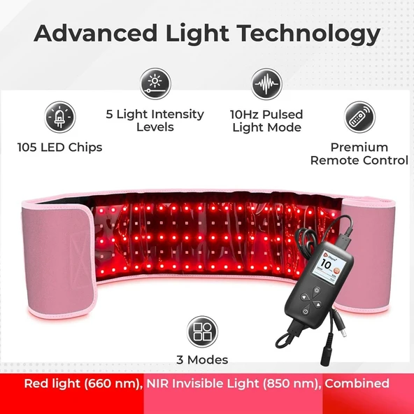 Lifepro Kızılötesi Kırmızı Işık Terapi Kemeri - Kas Rahatlama - Pembe - Resim 2