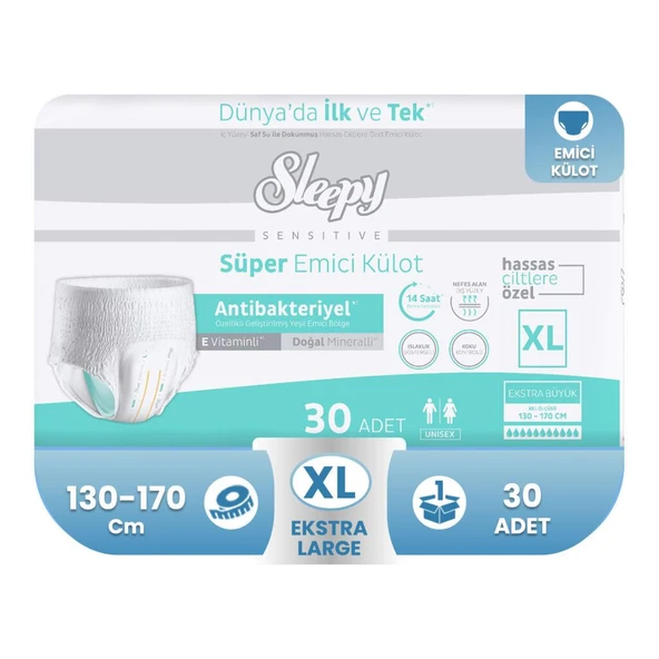 Sleepy Sensitive Süper Emici Külot Ekstra Büyük Boy XL 30'lu Hasta Bezi ürün görseli 1