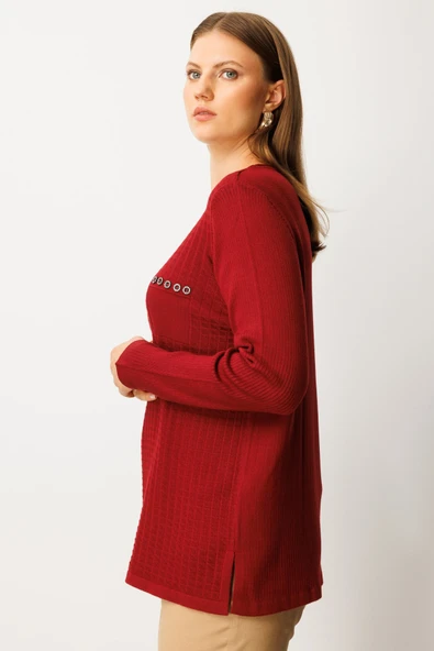 On Cebi Taşlı Triko Kazak 26KON65354 - Resim 6