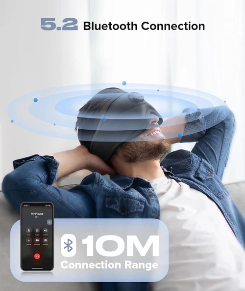 TOPOINT Uyku Kulaklıkları Bluetooth 3D Uyku Maskesi - Siyah - Resim 3