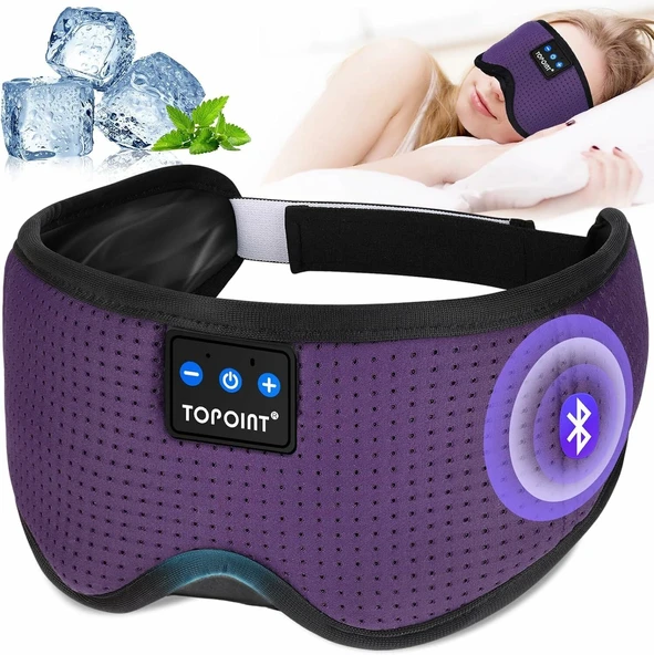 TOPOINT Uyku Kulaklıkları Bluetooth Uyku Maskesi - Mor ürün görseli 1