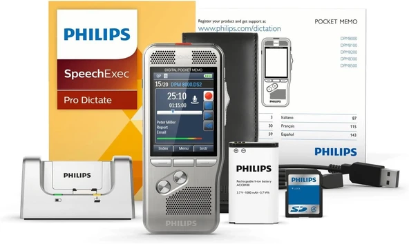 Philips DPM-8000 Cradle ve Speechexec Pro Yazılımlı Profesyonel Dijital Not Alıcısı - Resim 2
