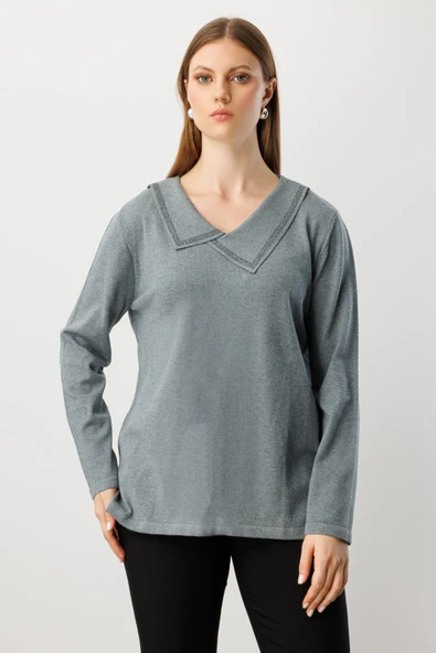 On Kadın Kazak 26KON65395 - Resim 5