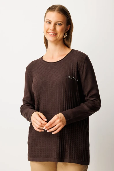 On Cebi Taşlı Triko Kazak 26KON65354 - Resim 2