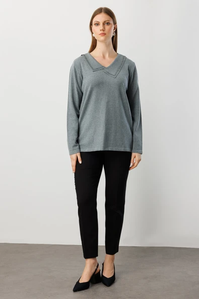 On Kadın Kazak 26KON65395 - Resim 7