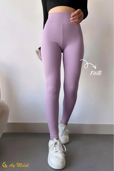 Kadın Tayt Yüksek Bel Toparlayıcı İç Göstermeyen Mevsimlik Fitilli Tayt - Resim 9