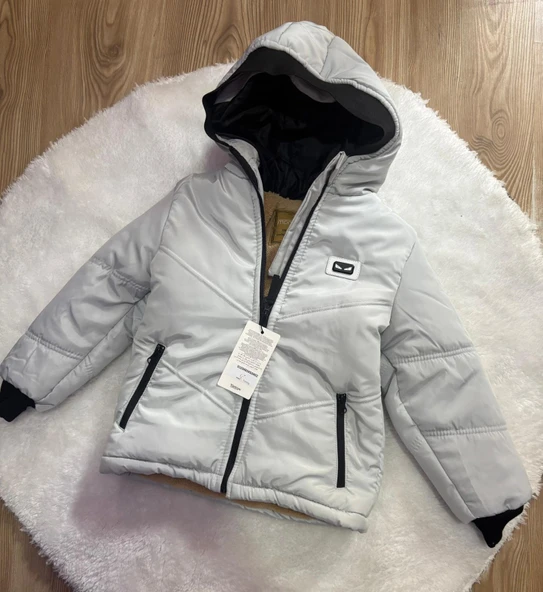 Cg Kids Gri Yandan Cepli içi kürklü Unisex Mont - Resim 3