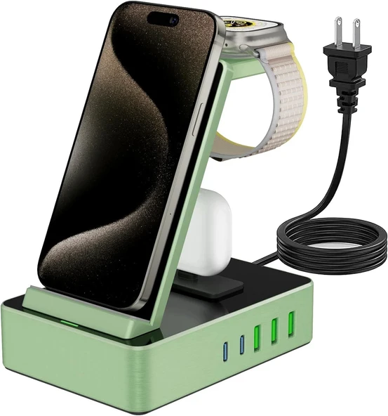 Tacelary 8'i 1 arada 100W Alüminyum Alaşımlı Şarj İstasyonu - Yeşil ürün görseli