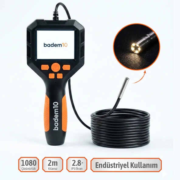 NT9463 Endüstriyel Ekranlı Endoskop 1080P 2.8 inch IPS 2 Metre Kılavuz Kameralı Tamir ve Sanayi İçin - Resim 2