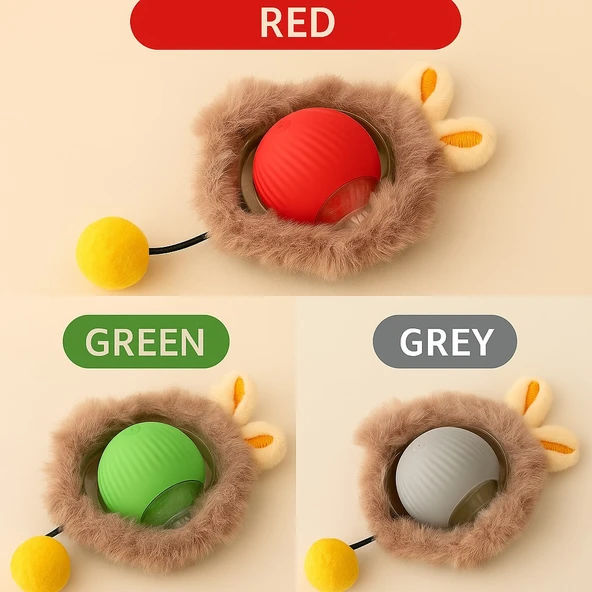 Evcil Hayvan Tüylü USB Type-C Şarjlı Hareketli Top Oyuncak ürün görseli 1