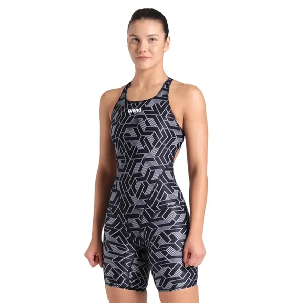 Arena Printed Full Body Kadın Siyah Yüzücü Mayosu 007909500 ürün görseli 1