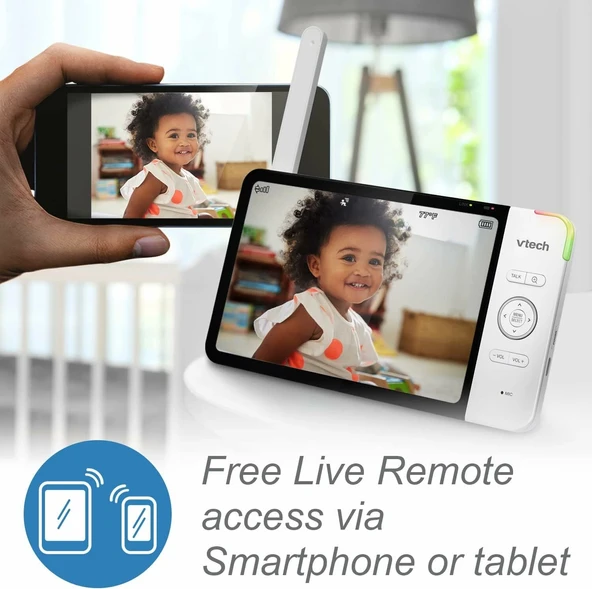VTech RM7764HD 1080p WiFi Uzaktan Erişim Bebek Monitörü - 7 Inc - Resim 3