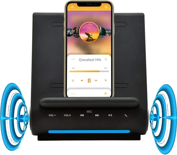 Azpen Hızlı Şarjlı Kablosuz Şarj Cihazı, Bluetooth Premium Hoparlörler - Resim 4