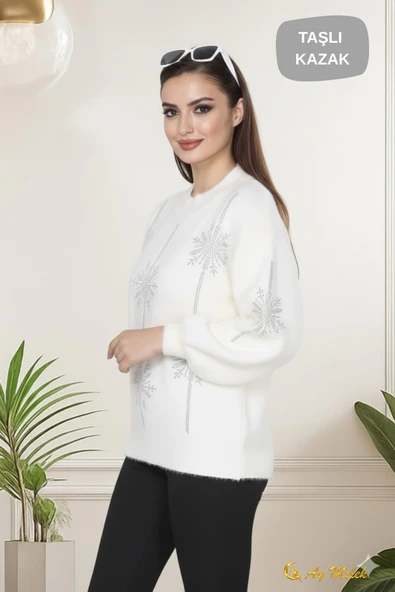 Kadın Triko Kazak Detaylı Bisiklet Yaka Yumuşak Dokulu Kazak - Resim 11