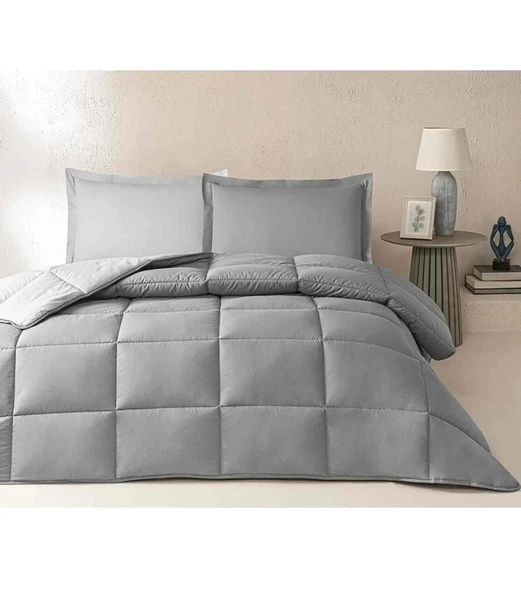 Özdilek %100 Pamuk (Çarşafı Lastikli) Çift Kişilik Yatak Seti-Colourist Kül Gri Silver - Resim 2