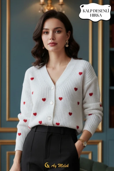 Kadın Triko Hırka V Yaka Kısa Dokulu Düğmeli Hırka - Resim 10