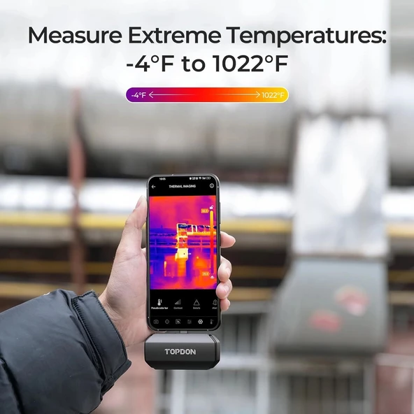 TOPDON TC001 Android için Termal Kamera, 256 x 192 IR Yüksek Çözünürlük - Gri - Resim 4