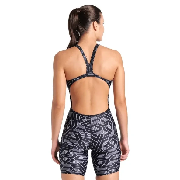 Arena Printed Full Body Kadın Siyah Yüzücü Mayosu 007909500 - Resim 2