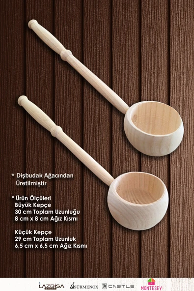 Doğal Dişbudak Ağacı Ahşap Tahta Kepçe Seti Çorba Kepçesi 2 li Set - Resim 2
