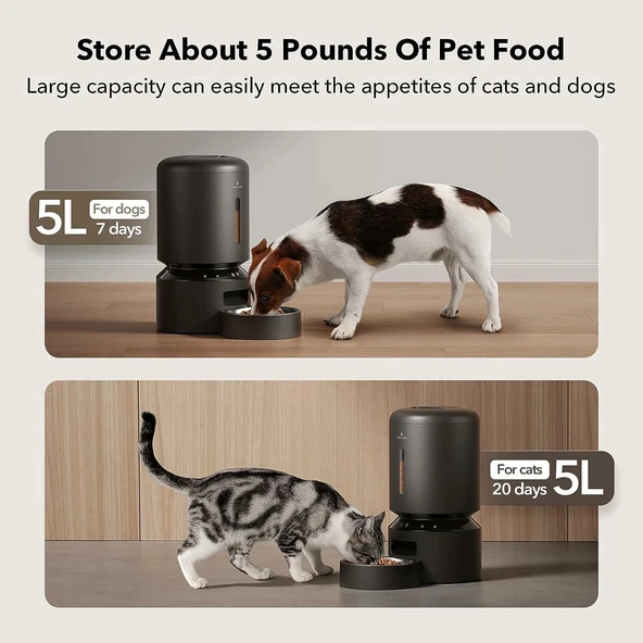 PETLIBRO Otomatik Kedi Maması Dispenseri, 5G WiFi - Siyah - Resim 4