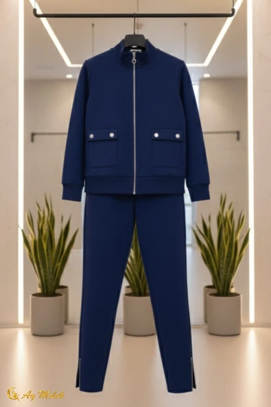 Kadın Spor Eşofman Takım Yumuşak Dokulu Modal Kumaş Cep Detaylı Takım - Resim 6