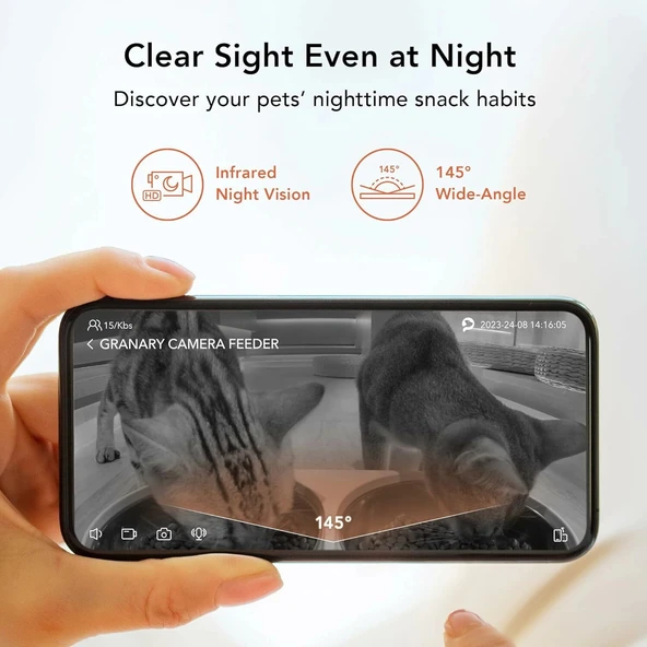PETLIBRO 2 Kedi için Kameralı Oto Besleyici, 1080P HD Gece Görüşlü - Beyaz - Resim 3