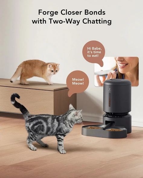 PETLIBRO 2 Kedi için Kameralı Oto Besleyici, 1080P HD Gece Görüşlü - Siyah - Resim 4