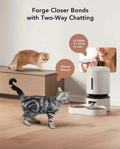 PETLIBRO 2 Kedi için Kameralı Oto Besleyici, 1080P HD Gece Görüşlü - Beyaz - Resim 4