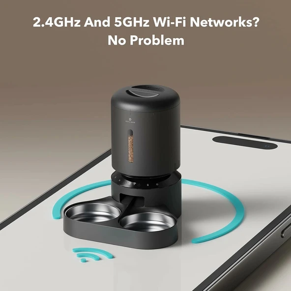 PETLIBRO Otomatik Kedi Mama Kapları, 5G WiFi Evcil Hayvan Besleyici - Siyah - Resim 2