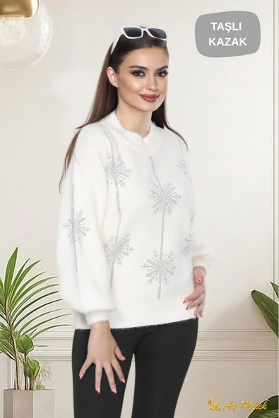 Kadın Triko Kazak Detaylı Bisiklet Yaka Yumuşak Dokulu Kazak - Resim 10