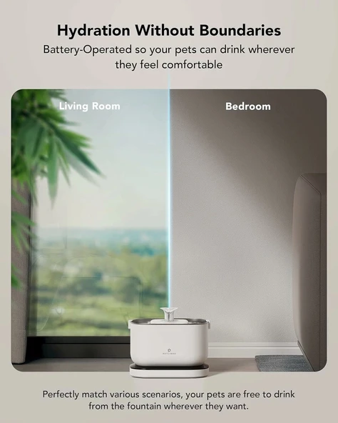 PETLIBRO Evcil Hayvan Çeşmesi Kablosuz Pille Çalışan - Beyaz - Resim 2