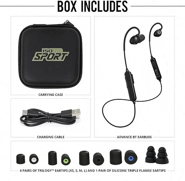 ISOtunes Sport ADVANCE BT Atış Kulaklıkları: Bluetooth İşitme Koruması - Siyah - Resim 4
