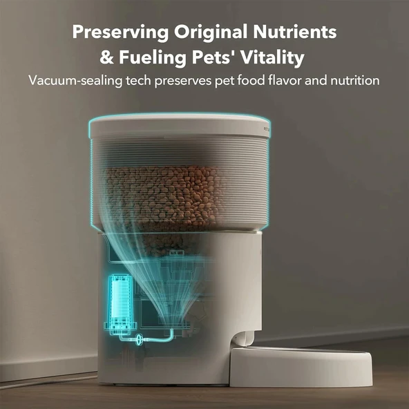 PETLIBRO Vakumlu Otomatik Kedi Besleyiciler, 8L/34 Bardak - Beyaz - Resim 3