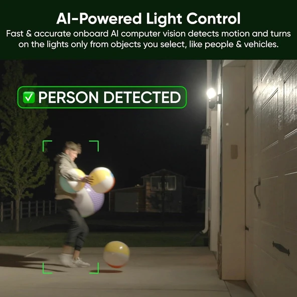 Wyze Floodlight Camera Pro, 2K HD Dış Mekan Güvenlik Kamerası - Siyah - Resim 4