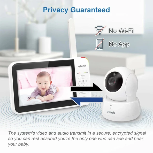 VTech VM924 Uzaktan Pan-Tilt-Zoom Videolu Bebek Monitörü, 5 Inc Ekran - Resim 3