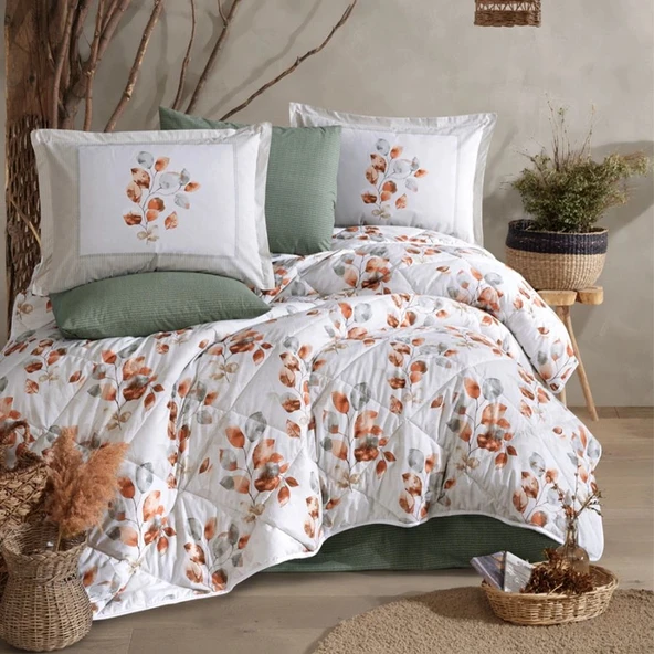 Clasy Ranforce %100 Pamuk Çift Kişilik Yorgan Seti Ruska V1 Mint ürün görseli 1