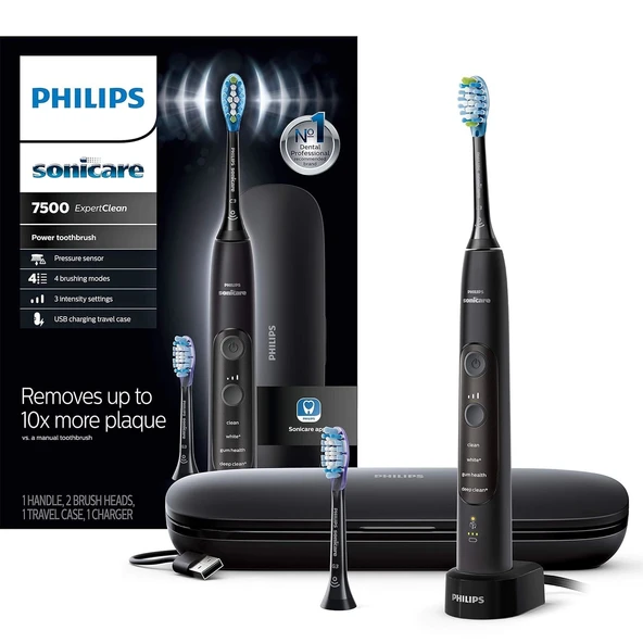 Philips Sonicare ExpertClean 7500, Şarjlı Elektrikli Diş Fırçası - Siyah ürün görseli 1