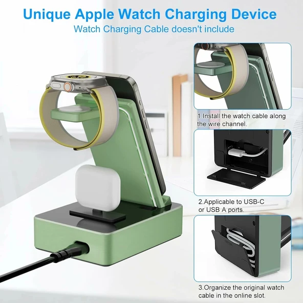 Tacelary 8'i 1 arada 100W Alüminyum Alaşımlı Şarj İstasyonu - Yeşil - Resim 4