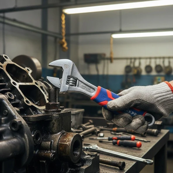 WORKPRO WP272013 300mm Cr-V Profesyonel Kurbağacık Anahtar - Resim 8