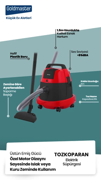 GOLDMASTER TOZKOPARAN BY-4595 ELEKTİRİKLİ SÜPÜRGE ürün görseli 1