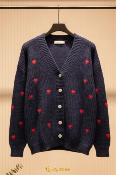 Kadın Triko Hırka V Yaka Kısa Dokulu Düğmeli Hırka - Resim 3