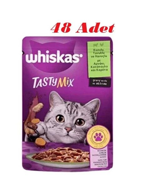 Whiskas Pouch Tastymix Kuzu & Tavuk & Havuçlu Yetişkin Kedi Maması 85 Gr*48 Adet ürün görseli
