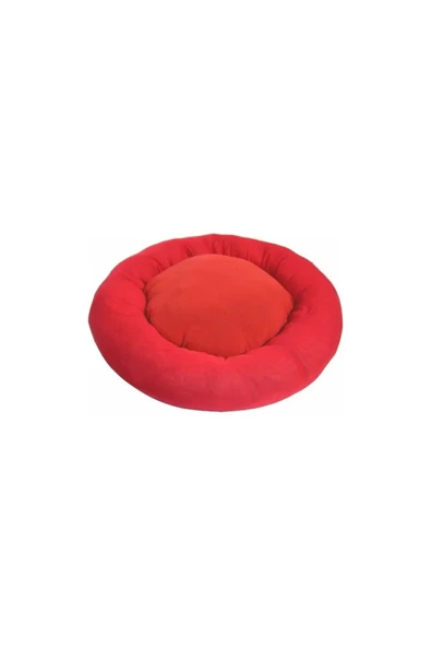Pribor Kedi Ve Köpek Simit Yatağı 50 Cm Çap Polar Kırmızı ürün görseli 1