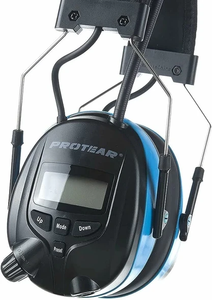 PROTEAR Bluetooth AM FM Radyo Kulaklıklar, 25dB Kulak Koruma - Açık Mavi - Resim 3