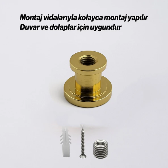 Alex Askılık Askı Gold Altın Duvar Vidalı Çanta Elbise Asma Portmanto Vestiyer Banyo Mutfak Askısı - Resim 4