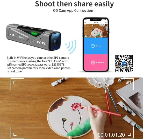 ORDRO EP7 4K Taşınabilir Vlog Video Kamera - FPV - Resim 3